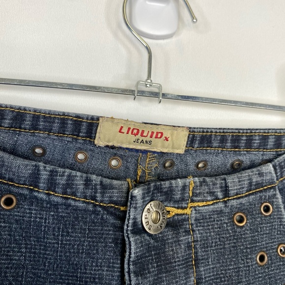 Liquid X Size 29-30 Y2K Vintage Low Rise Eyelet Flare Jeans - Picture 3 of 5